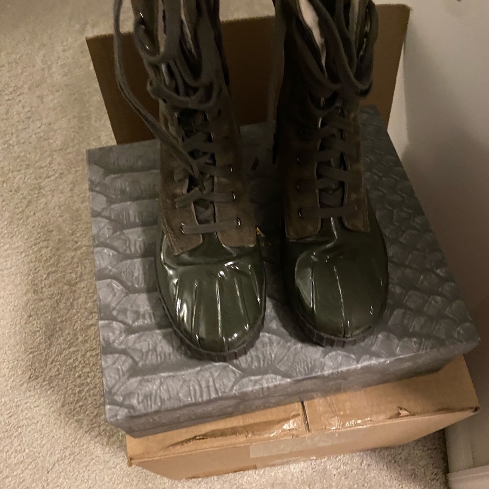 Suede and vinyl boots.